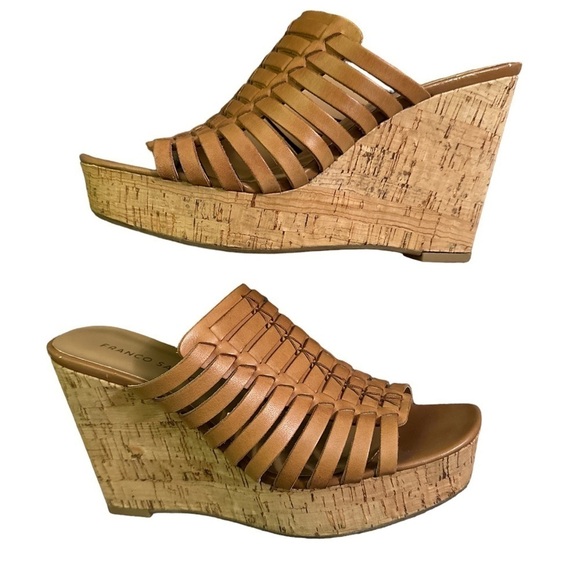 Franco Sarto wedge sandals cork 7.5M light brown - Picture 1 of 6
